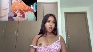 Small desi girl Mia Z reacts to hentai