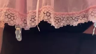 Jerking Off in Step Daughters Lingerie and Tights