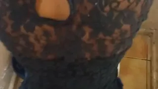 Black Slut Doggystyle and Blowjob White Man in Black Sexy Dress