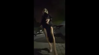 Sissy Walks Outdoors in Her Sexy Outfit
