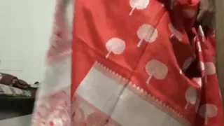Wear red saree in ghaghra style