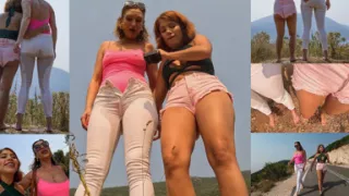 Wetting Jeans Together on a Barefoot Hike