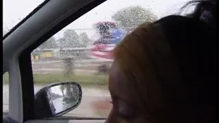 Picked up ebony with colored hair gives a nice blowjob to a driver