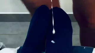 My blue and white layered socks get all the attention