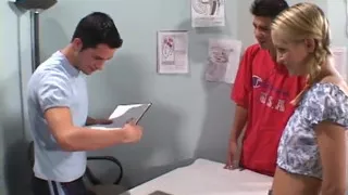 Two nasty fellows promised to help their blonde classmate  with math