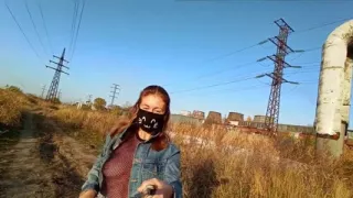 Walking in front of the factory and candle my pussy