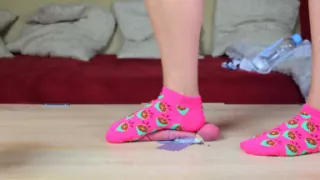 Boots and Cute Pink Socks CBT Cock Trampling on Cockbox, Amateur Femdom Jozi Trample