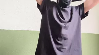playing wiht myself in latex hood