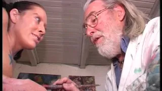 Attractive German model sucks stiff rod of her artist