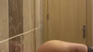 Banu cums in the bathroom