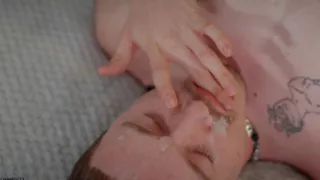Hot Young with Big Dick Fills His Own Face with Cum