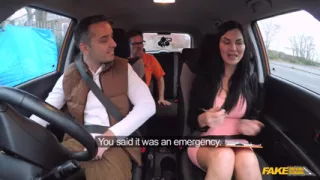 Fake Driving School - Driving Exam Turns Wild: Double Creampie in the Car