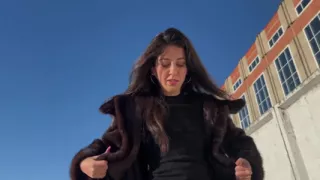 Lovely Pee Wetting in Furcoat and Nylon Pantyhose Desperation