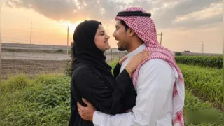 Arabian stepsister went for a walk in the fields and had other plans !