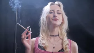 Blonde Woman Smoking Solo - Relaxed Close-up Scene