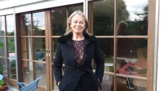 A Mature Woman Shows off Her Figure Outside in a Lace Bodysuit!