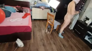 Amateur Wife Enjoys Trying on Clothes and Cutting Them.