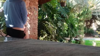 Having Fun in the Garden Blond Suking Cock