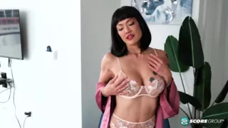 Asian MILF Kitty, 42, fingers her mature pussy