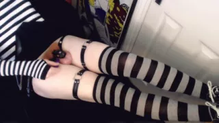 Femboy reveals whats under his tiny black skirt