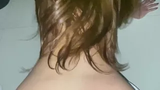 Beautiful Natural Body Girl Receives Her Neighbor on Her Knees on the Floor