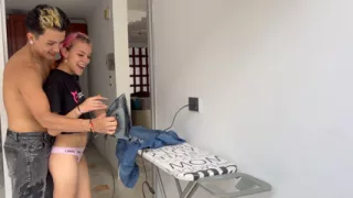 I catch my little stepsister cleaning the house without clothes and I feel like giving her a good fuck until she cums.