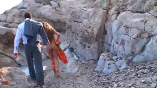 French Blonde Vayana & Jorge - Beach Blowjob, Anal & Cumshot Outdoor Hardcore