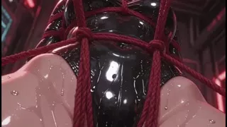 Bondage Anime Girl 2 Latex rope gagball