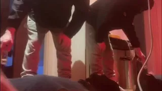 Amateur Boy Pissing in a Glass Held in His Friend's Mouth