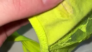 Worn Creamy Panties Inspection, Pissing in Panties in Shower - Small Tits Play