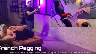 Behind the Scenes Caged Sub Gets Destroyed by His Mistress's Strap-on - BDSM - French Pegging