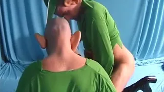 Two Vicious Leprechauns Hit a Human with Big Shells.