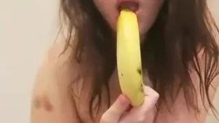 Suck Banana and Masturbating