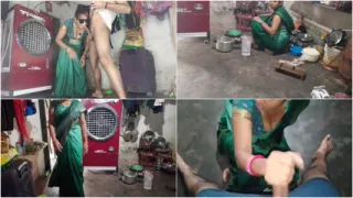 Sister-in-law in the kitchen, sister-in-law took out the water of the brother-in-law's land, showing big boobs with her hands Hindi audio.