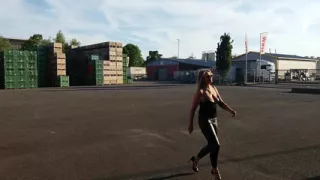 Granny Walking Outside in Black Leggins