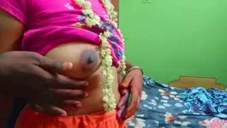 Ammu takes off her T-shirt, reveals her breasts to seduce, and bends over to take it hard 103