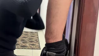Coworkers hook up and have sex in the company hallway.