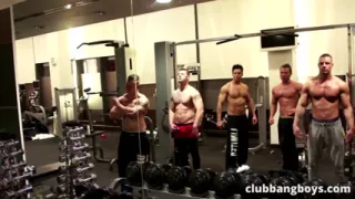 Amateur Fitness Guys Arm Wrestle in the Gym