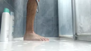 Would You Like to Cum on My Feet? Bath Them with Your Sperm Please! Sexy Feet Boy Play in the Shower