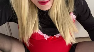 Part 2 Amateur Sissy Crossdresser in lingerie stockings high heels with small dick talks dirty sex talk