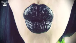 Kisses from black shiny lips ASMR JOI
