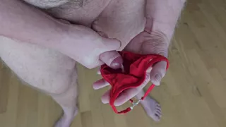Red Mini String Thong Covered with Ice Sperm