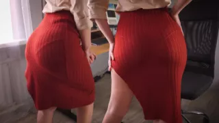 Business Woman Teases VPL In Tight Skirt Full Length