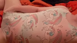 cumming in sweet unicorn swimsuit