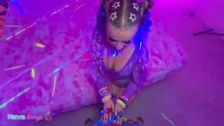 Glittered Alexandra Quintezz Takes Brian Deep In A Laser-Lit Room!