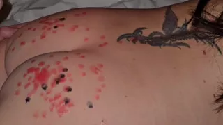 He drips wax on my ass and then cums on my pussy to cool me off!