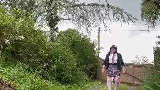 Dressed in a little plaid skirt for a night out