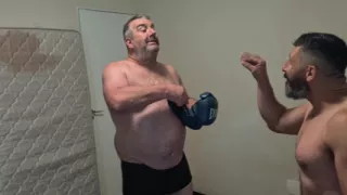 Silver Stepdaddy Boxer Vs. Gouine Wrestler Body Shot Challenge (small X Big)