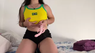 Solo Masturbation with Pink Vibrator - Cumming Hard