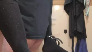 Husband with big cock and wife with tight pussy, in the bathroom have a few moments for each other